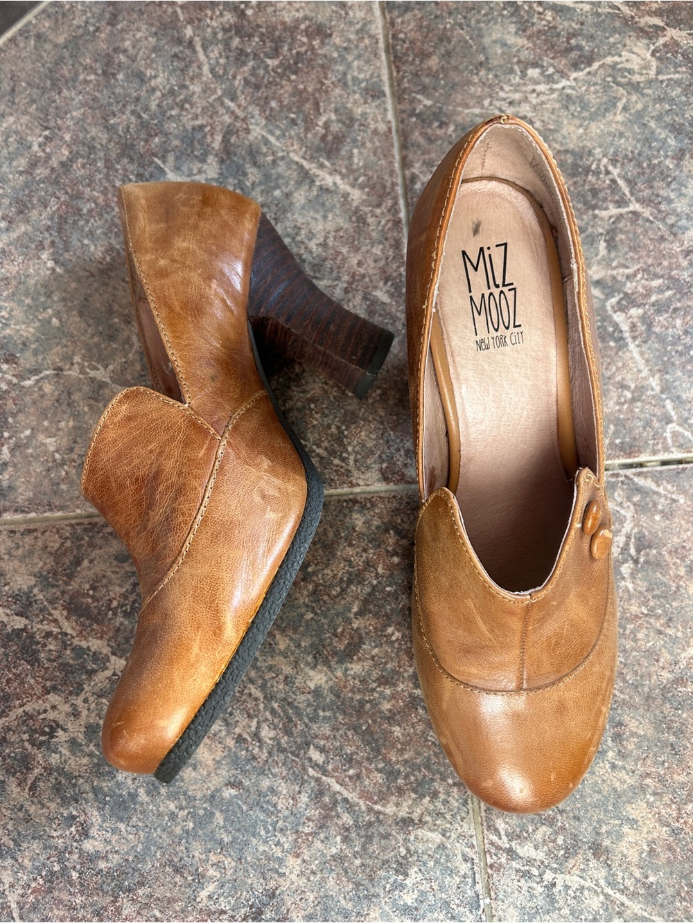 Miz Mooz Cognac Leather Heels